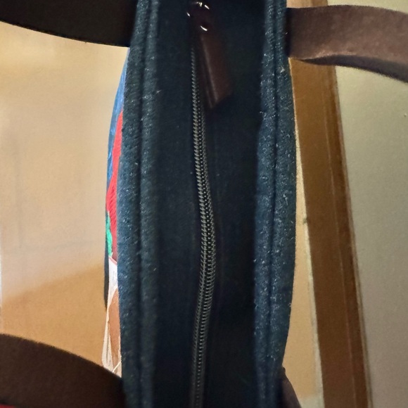 NWT BRIGHTON AMORE HEART Denim with Red Heart Embroidery convertible tote bag - Picture 6 of 6